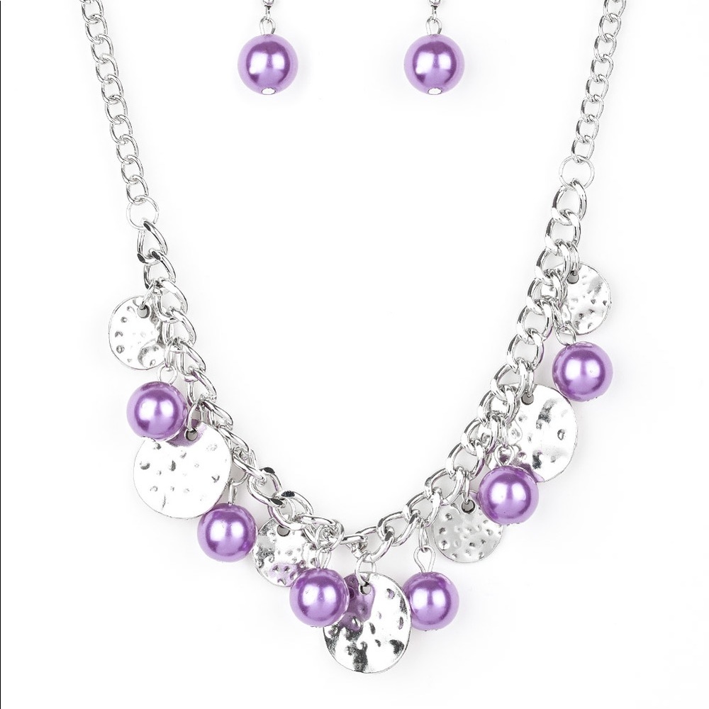 Purple and silver Necklace